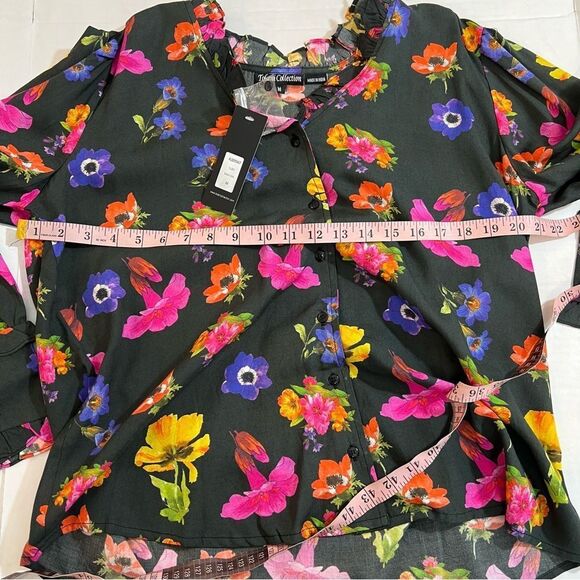 NWT Tolani Collection Women's Black Floral Button-Front Top | Size M - Picture 7 of 8